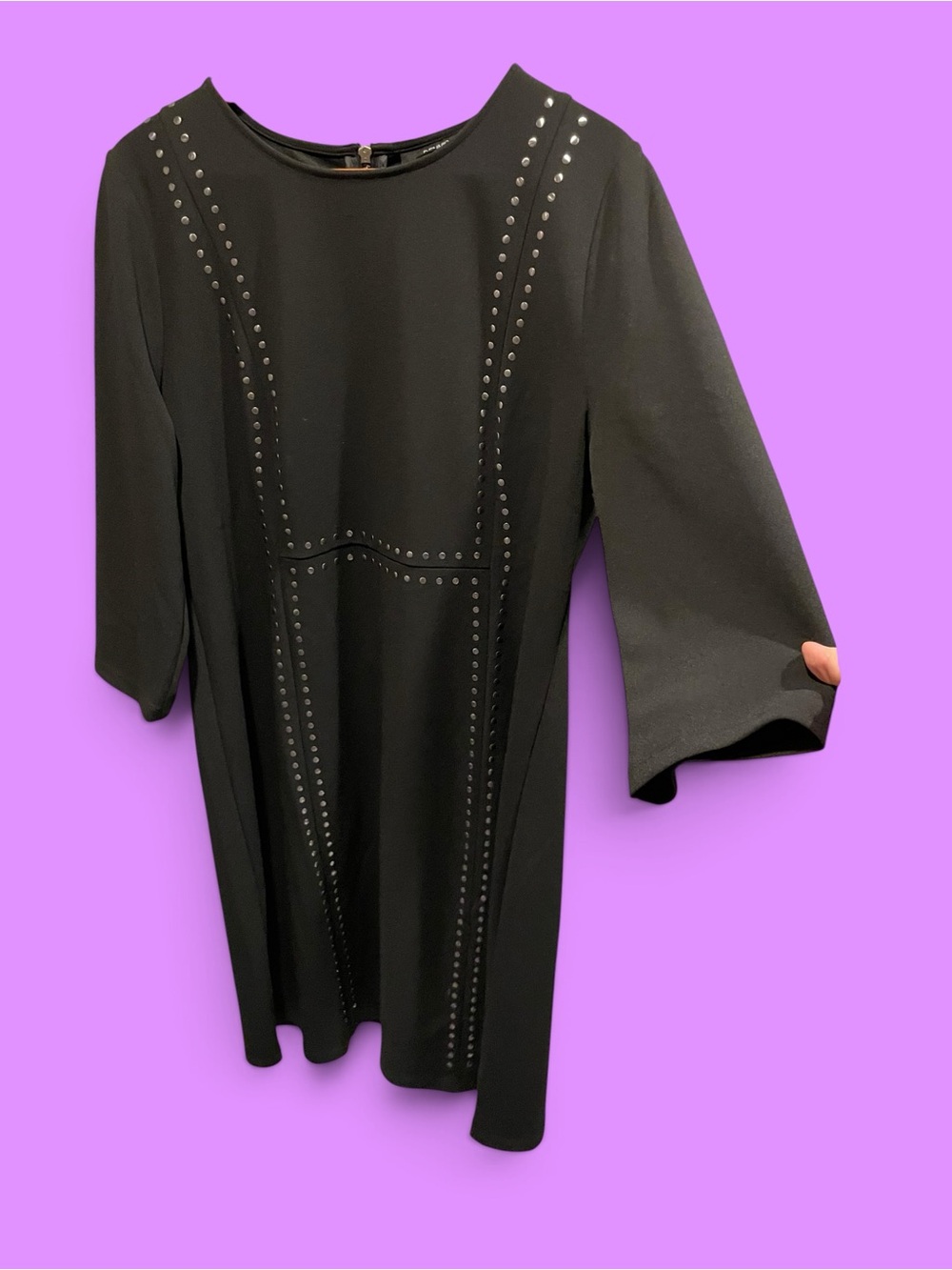 Cute Dennis Basso stretchy sexy studded midi dress work office dinner classic
